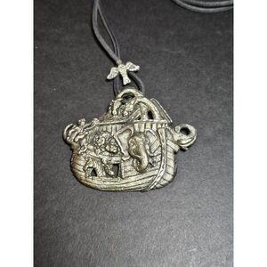 EJC pewter Noah's ark pendant necklace 33"